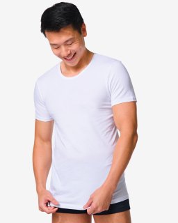 HEMA Heren Ondershirt Slim Fit O-hals Naadloos - 2 Stuks Wit (wit)